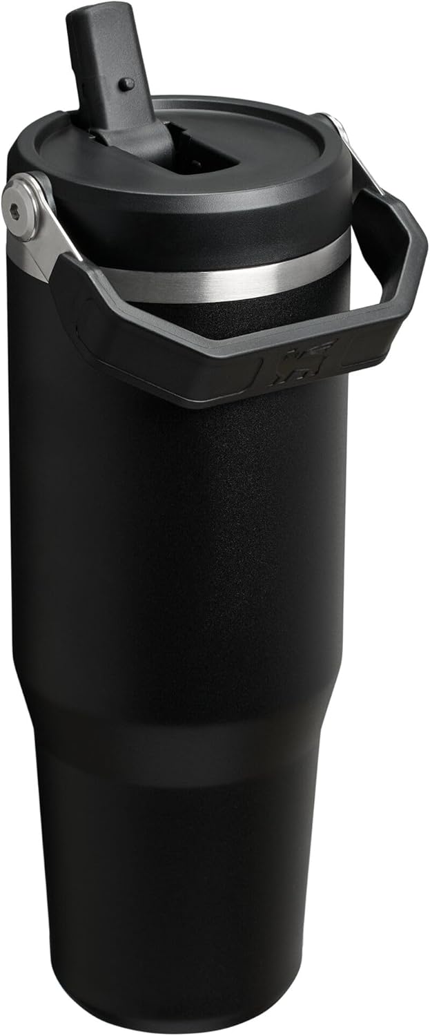 Stanley IceFlow 2.0 Flip Straw Tumbler with Handle 30 oz | Twist On Lid and Flip Up Straw | Leak Resistant Water Bottle | Insulated Stainless Steel | BPA-Free | Black 2.0
