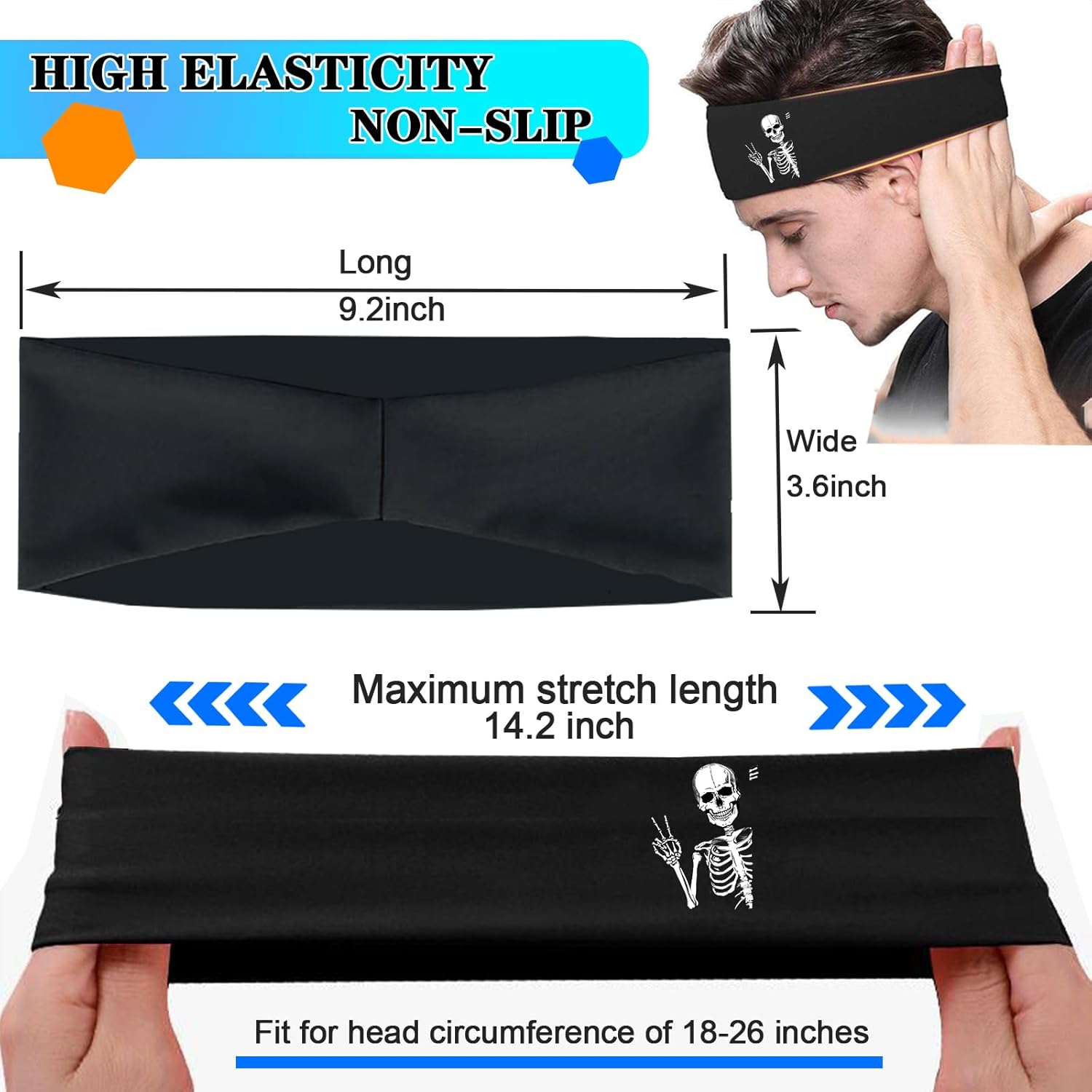 3Pcs Men Sports Headbands Sweat Bands for Men Women Sweatbands