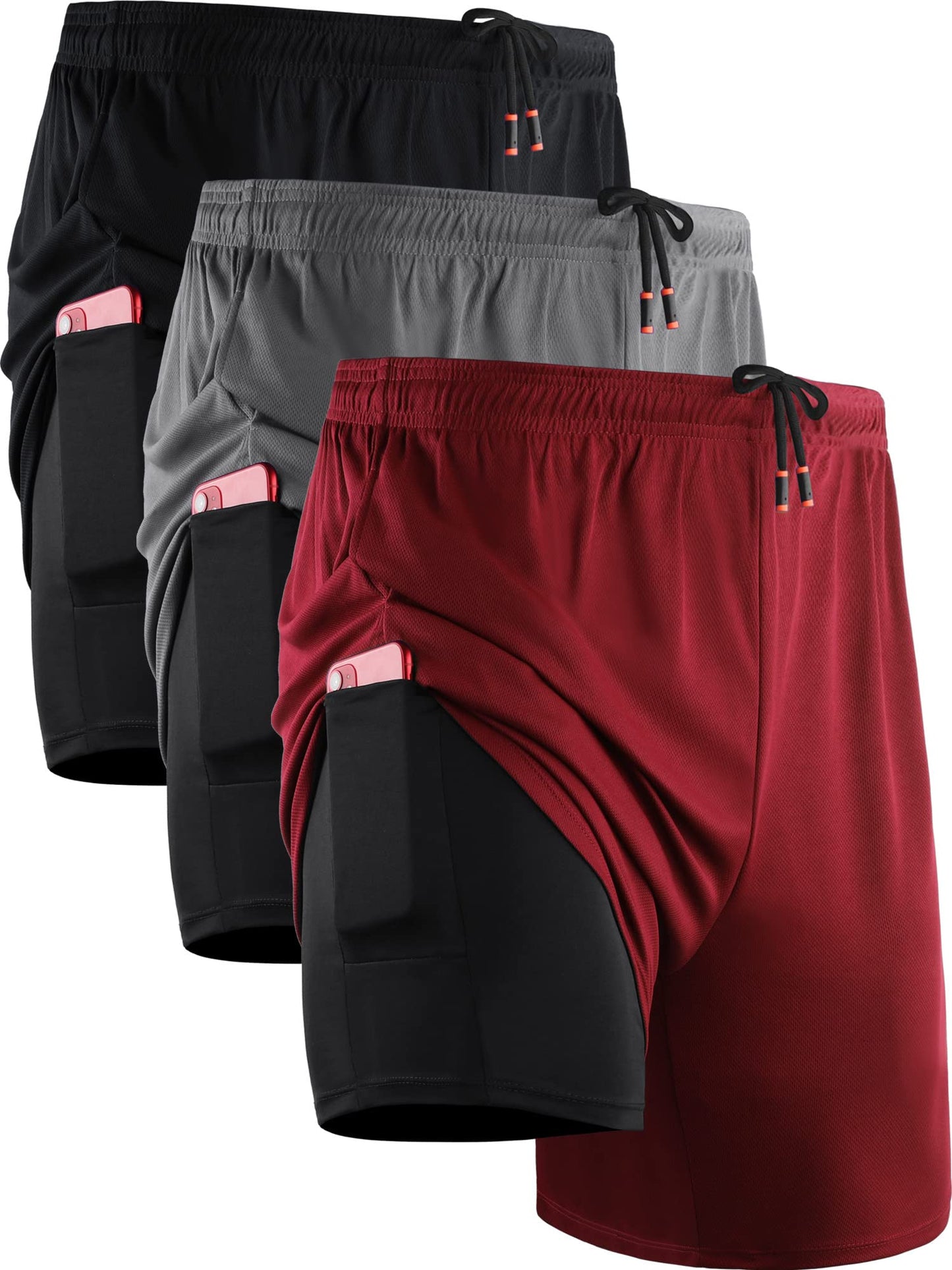 NELEUS Men's 2 in 1 Running Shorts with Liner,Dry Fit Workout Shorts with Pockets