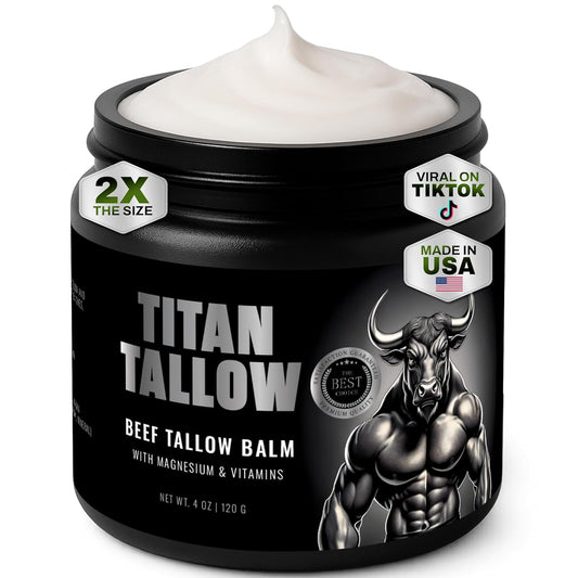 Beef Tallow for Skin, Face & Body Balm with Magnesium for Sleep, Leg Cramps & Pain, Muscle Relaxation, Moisturizing Topical Cream - Organic Grass-Fed & Grass-Finished Tallow, Manuka Honey Lotion