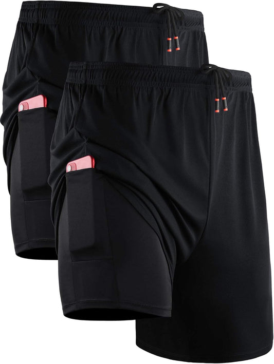 NELEUS Men's 2 in 1 Running Shorts with Liner,Dry Fit Workout Shorts with Pockets