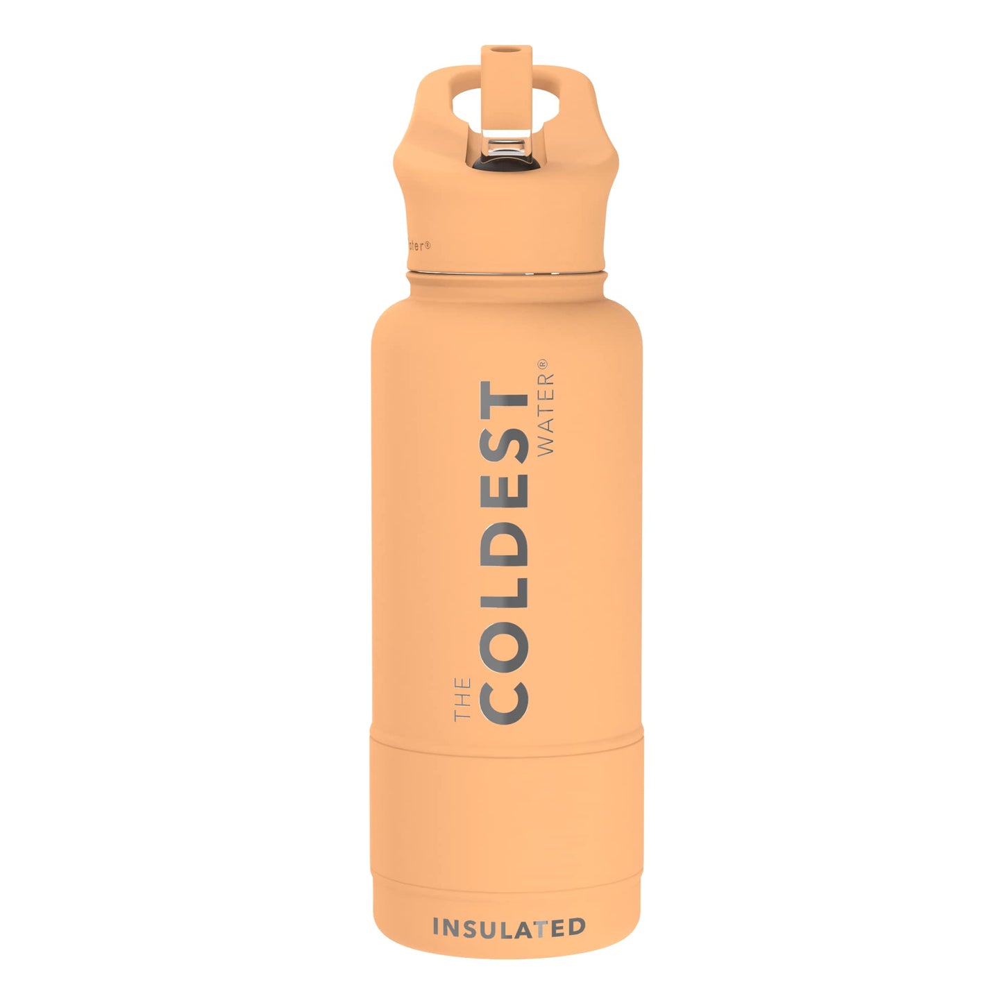 Coldest Insulated Water Bottle with Straw Lid - Stainless Steel Metal Insulated Bottle for Men & Women (Matte Black, 32 oz)