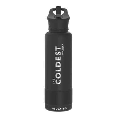 Coldest Insulated Water Bottle with Straw Lid - Stainless Steel Metal Insulated Bottle for Men & Women (Matte Black, 32 oz)
