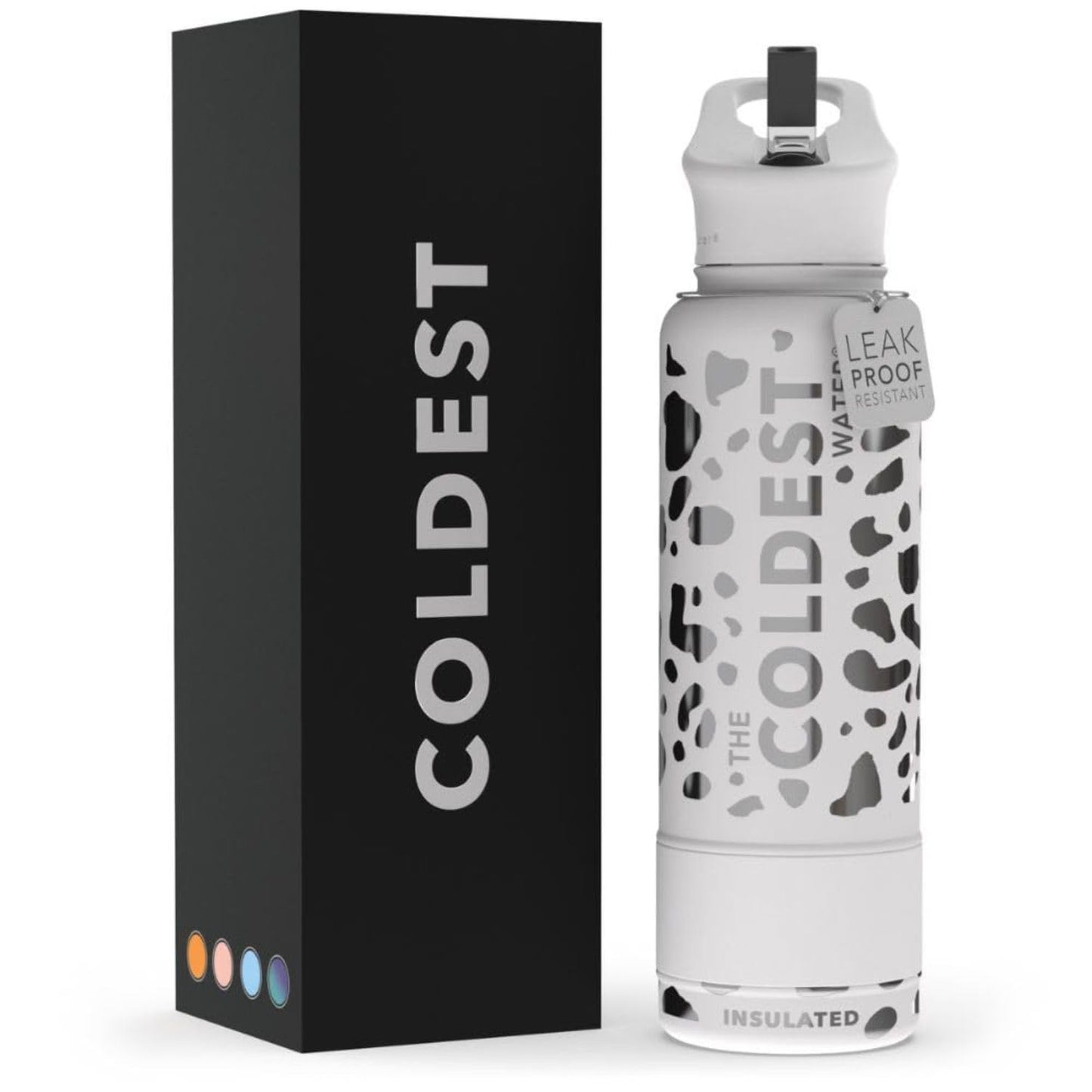 Coldest Insulated Water Bottle with Straw Lid - Stainless Steel Metal Insulated Bottle for Men & Women (Matte Black, 32 oz)