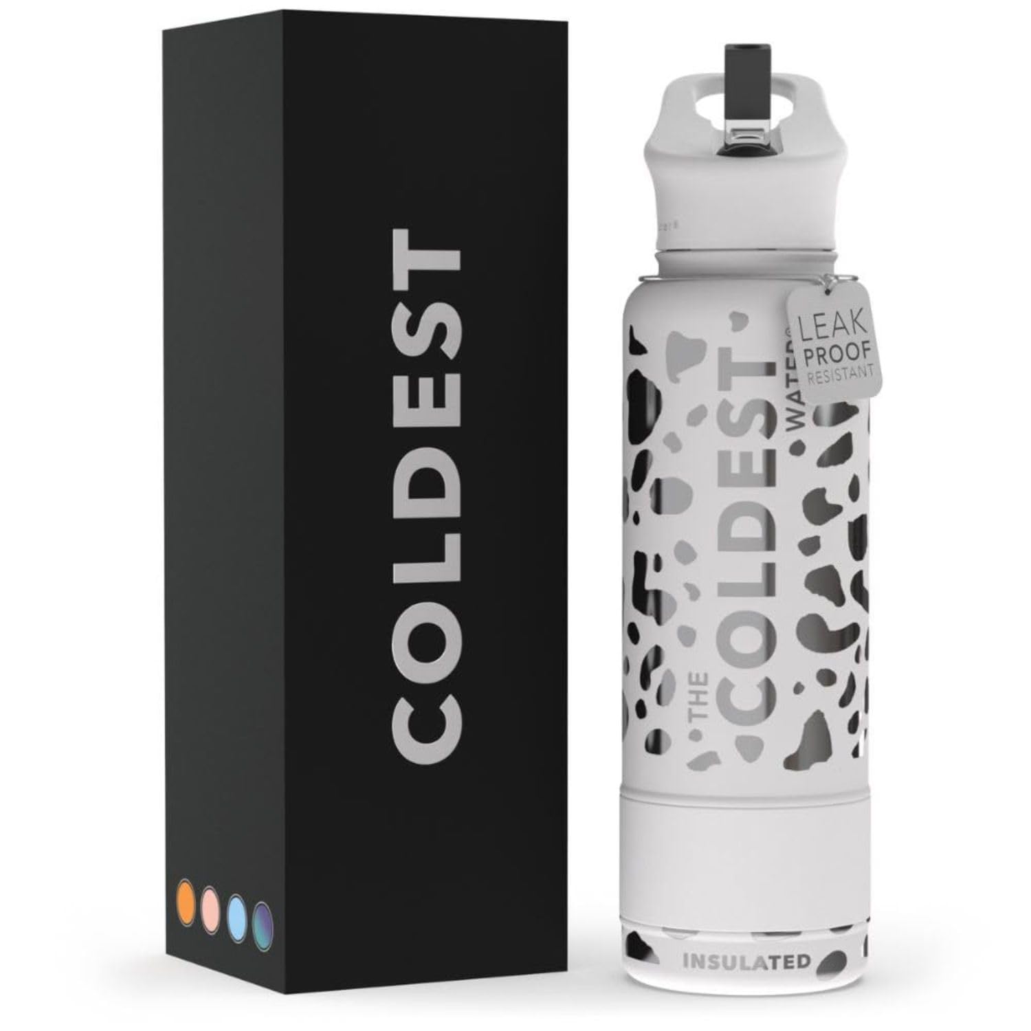 Coldest Insulated Water Bottle with Straw Lid - Stainless Steel Metal Insulated Bottle for Men & Women (Matte Black, 32 oz)