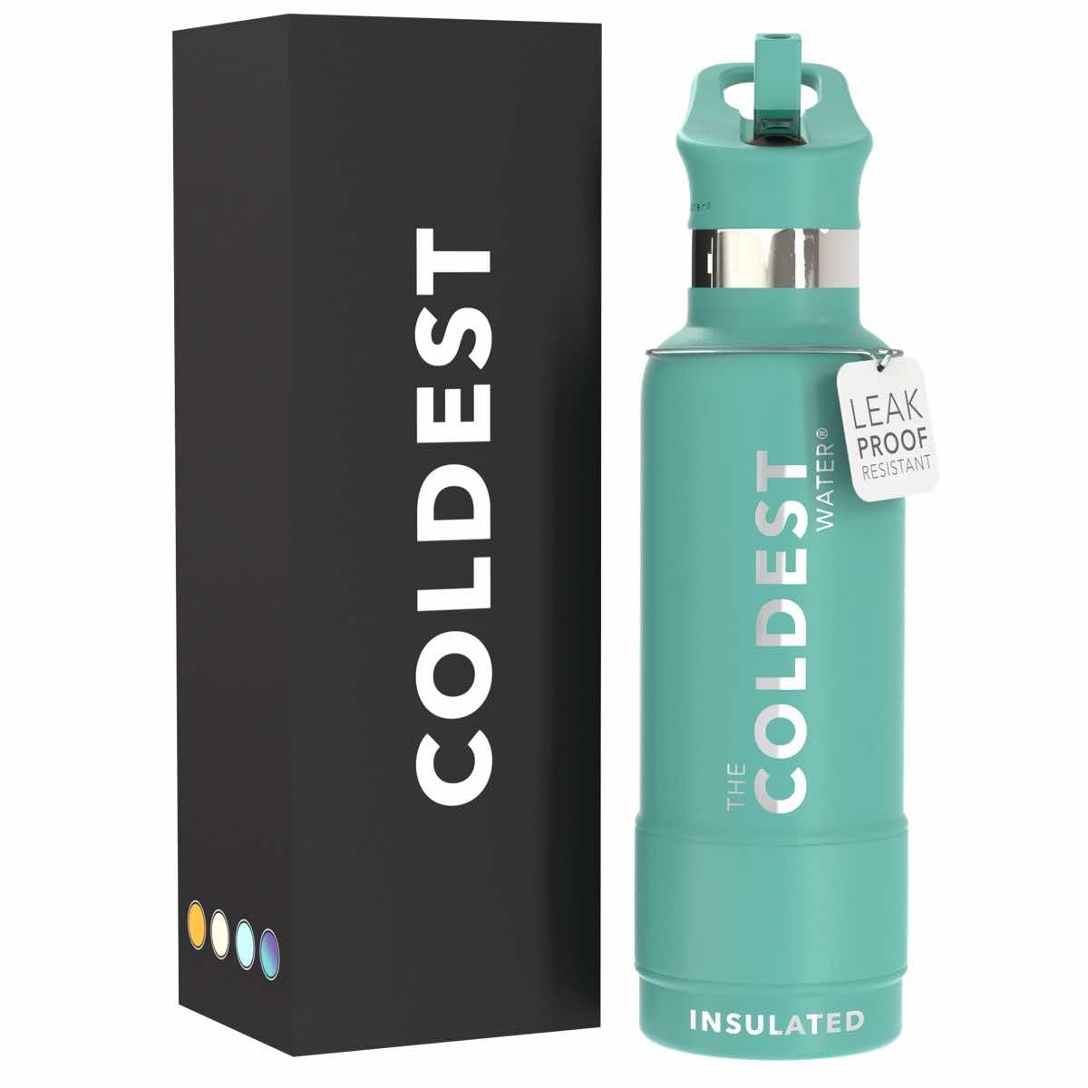 Coldest Insulated Water Bottle with Straw Lid - Stainless Steel Metal Insulated Bottle for Men & Women (Matte Black, 32 oz)