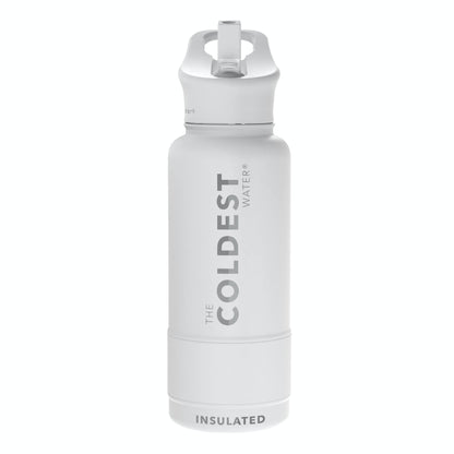 Coldest Insulated Water Bottle with Straw Lid - Stainless Steel Metal Insulated Bottle for Men & Women (Matte Black, 32 oz)