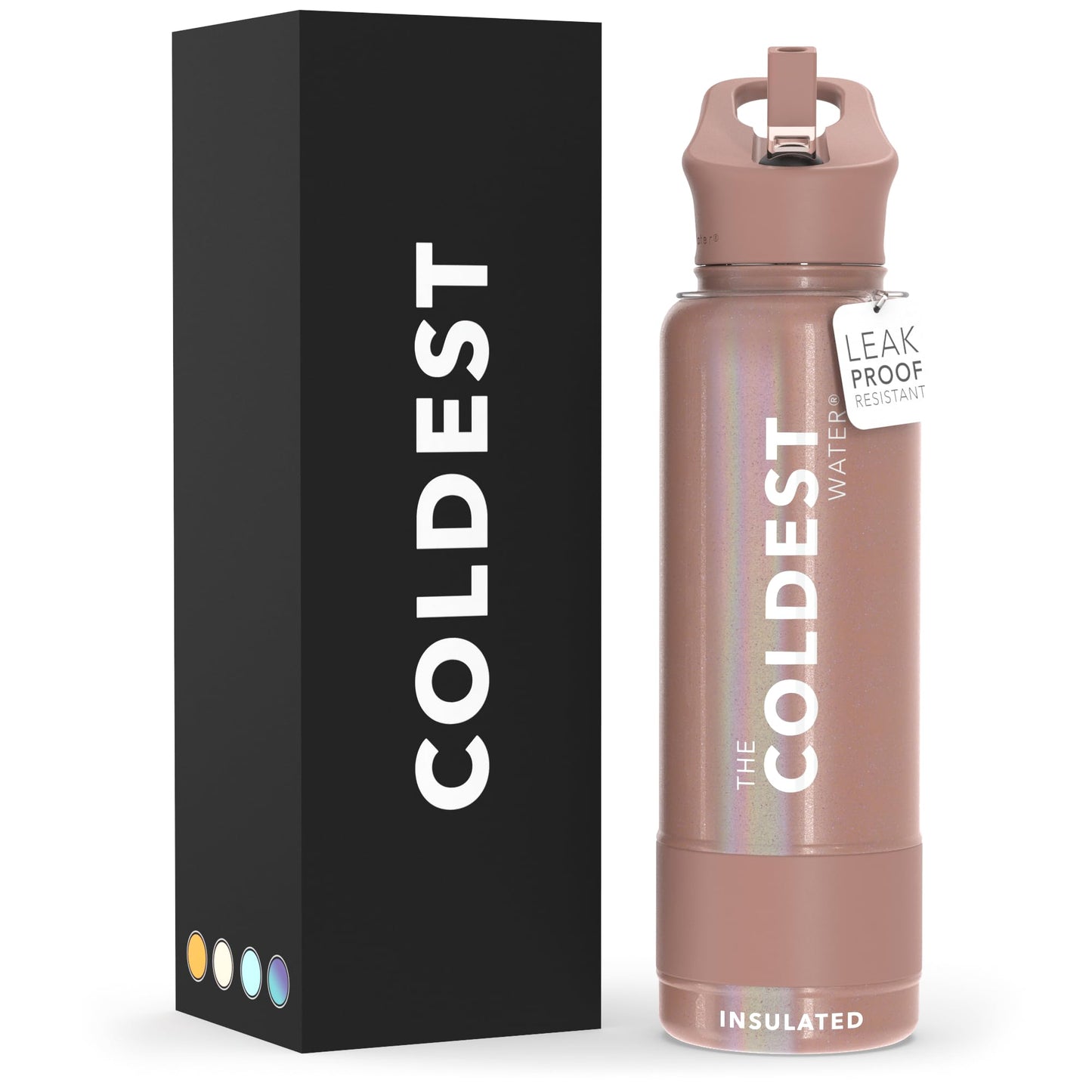 Coldest Insulated Water Bottle with Straw Lid - Stainless Steel Metal Insulated Bottle for Men & Women (Matte Black, 32 oz)