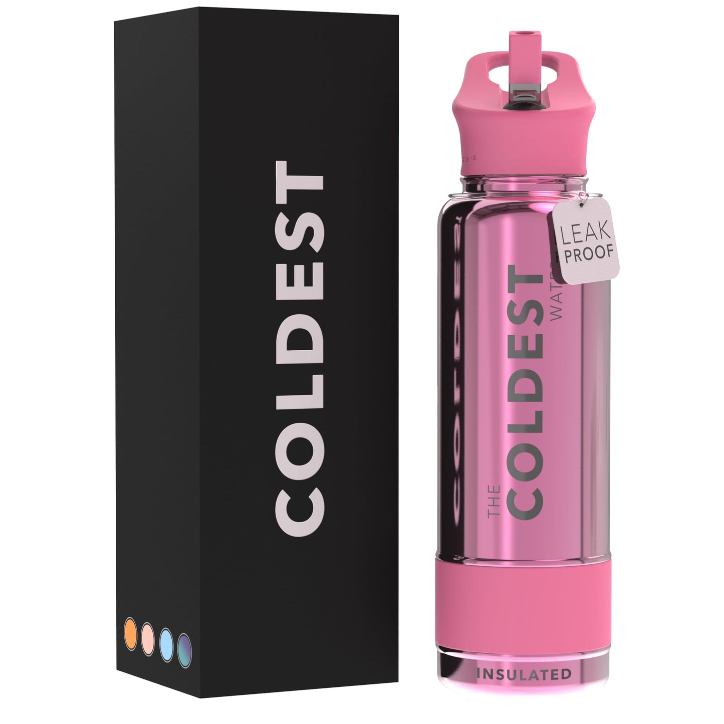 Coldest Insulated Water Bottle with Straw Lid - Stainless Steel Metal Insulated Bottle for Men & Women (Matte Black, 32 oz)