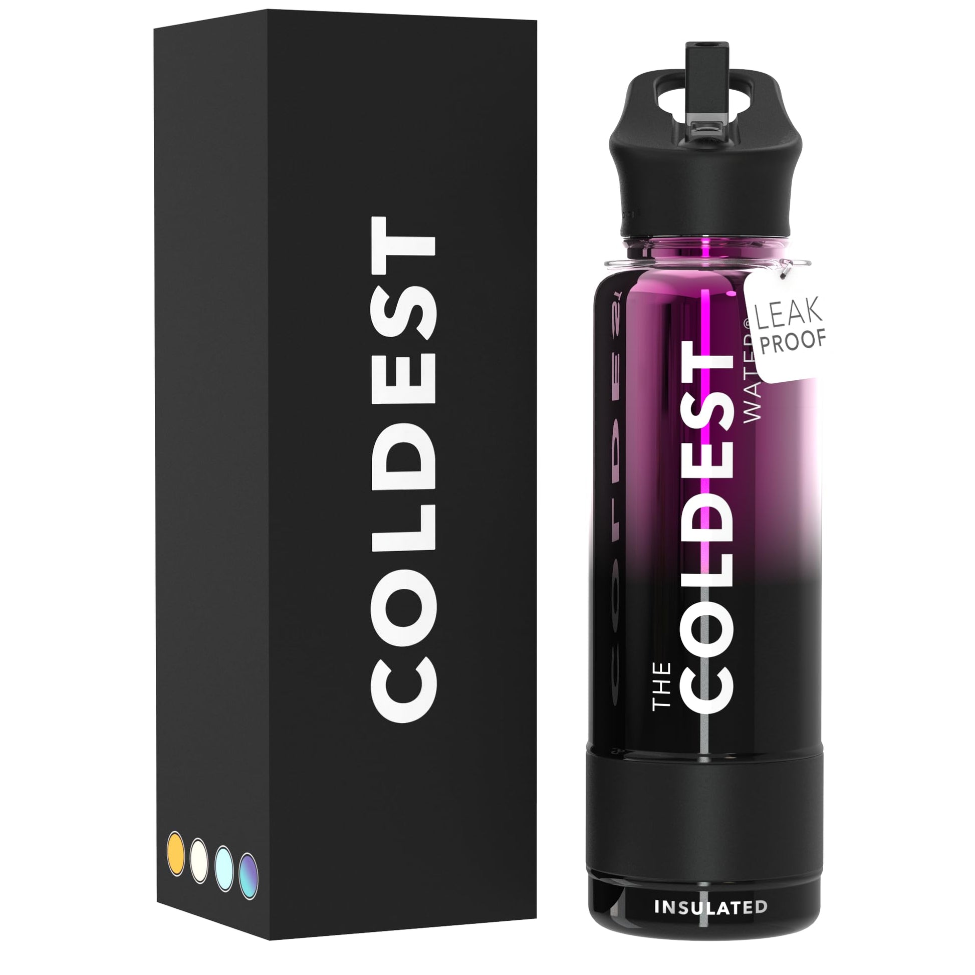 Coldest Insulated Water Bottle with Straw Lid - Stainless Steel Metal Insulated Bottle for Men & Women (Matte Black, 32 oz)