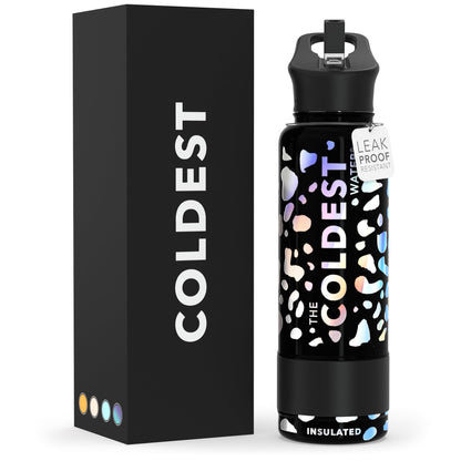 Coldest Insulated Water Bottle with Straw Lid - Stainless Steel Metal Insulated Bottle for Men & Women (Matte Black, 32 oz)