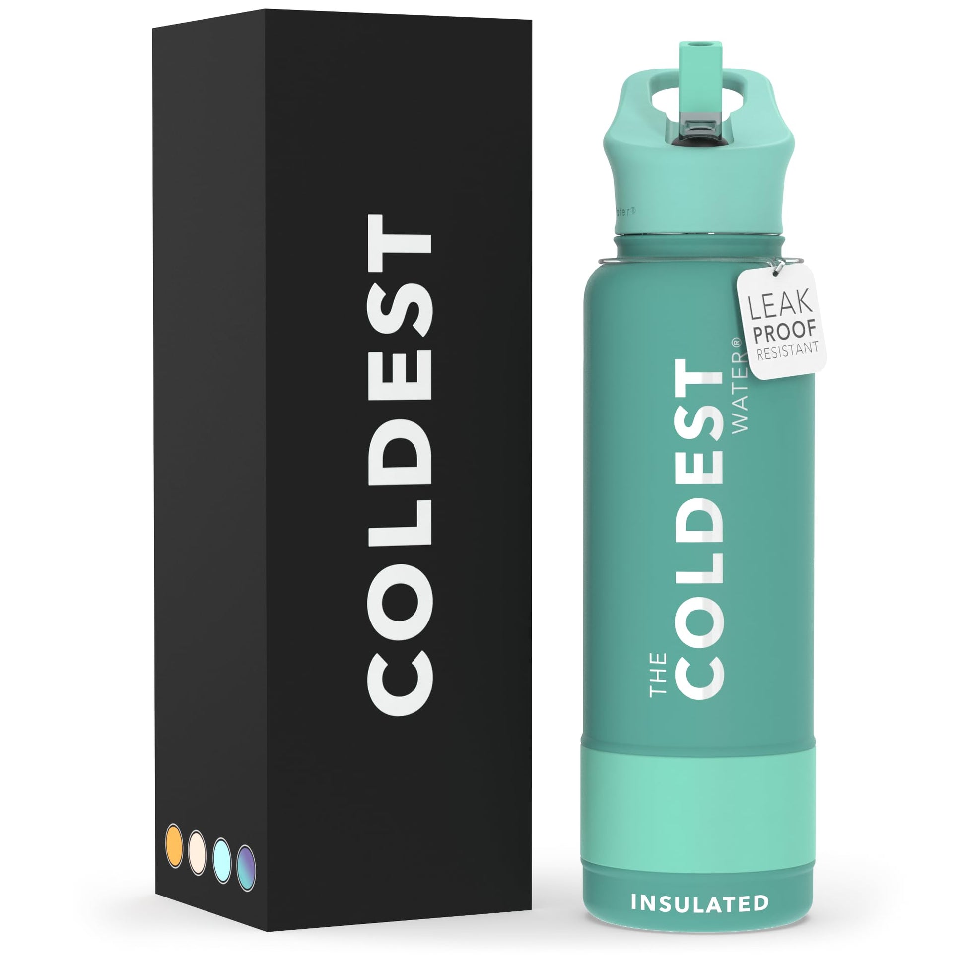 Coldest Insulated Water Bottle with Straw Lid - Stainless Steel Metal Insulated Bottle for Men & Women (Matte Black, 32 oz)