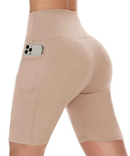 CAMPSNAIL Biker Shorts Women with Pockets - 3"/5"/8" High Waisted Workout Spandex Tummy Control Gym Running Yoga Shorts