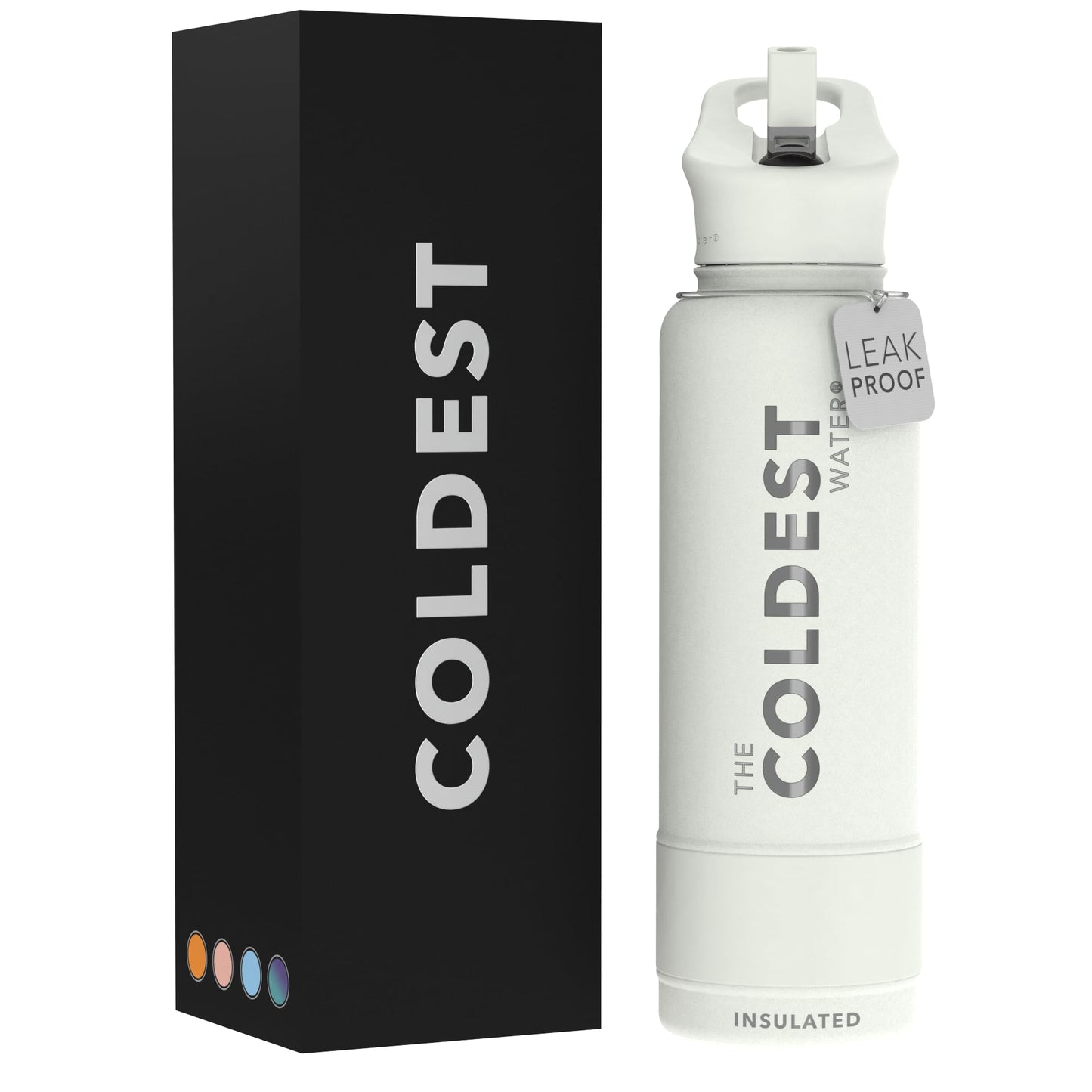 Coldest Insulated Water Bottle with Straw Lid - Stainless Steel Metal Insulated Bottle for Men & Women (Matte Black, 32 oz)