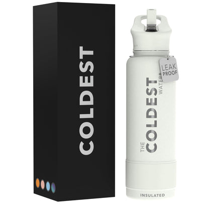 Coldest Insulated Water Bottle with Straw Lid - Stainless Steel Metal Insulated Bottle for Men & Women (Matte Black, 32 oz)