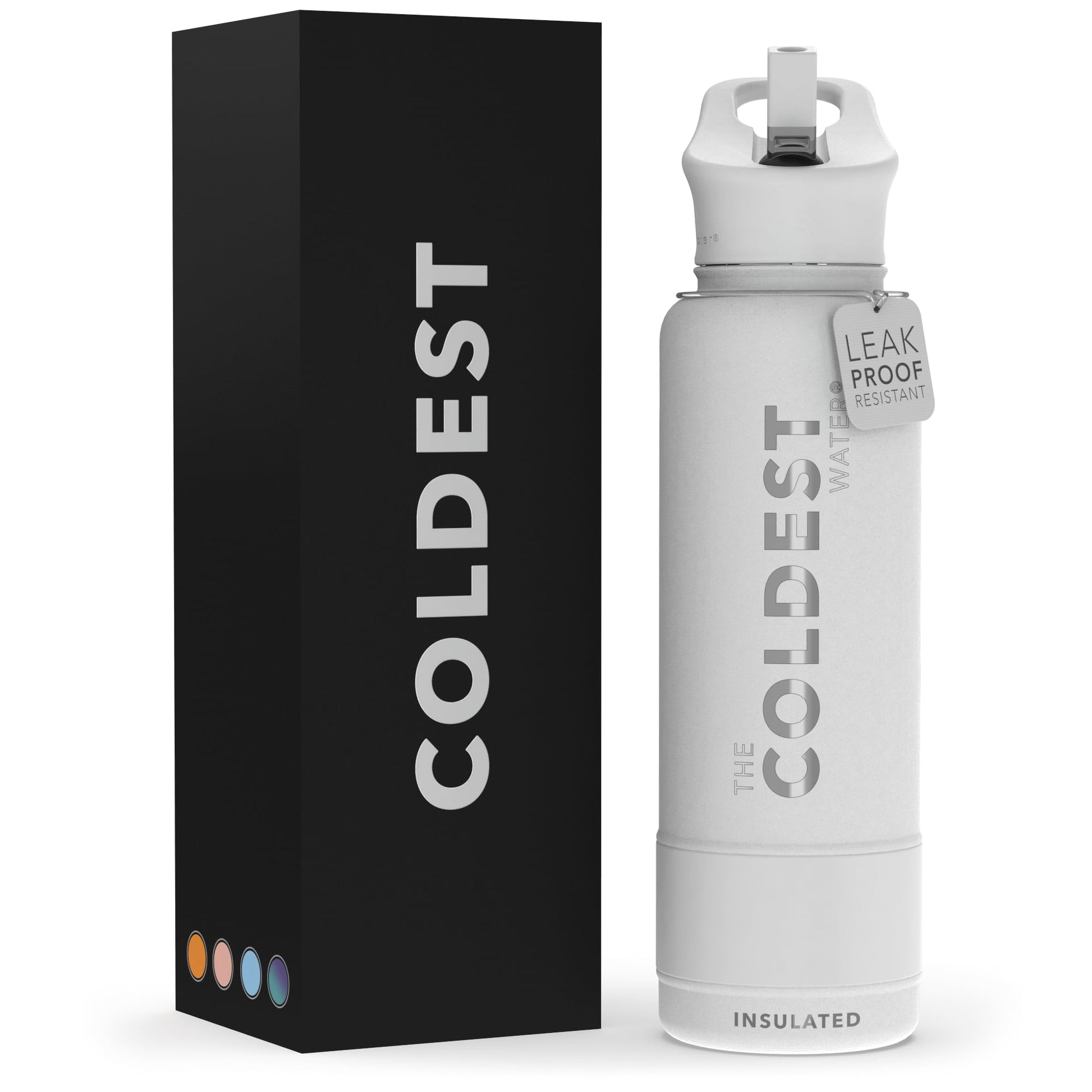 Coldest Insulated Water Bottle with Straw Lid - Stainless Steel Metal Insulated Bottle for Men & Women (Matte Black, 32 oz)