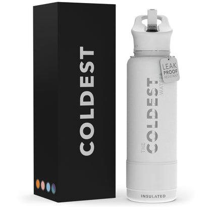 Coldest Insulated Water Bottle with Straw Lid - Stainless Steel Metal Insulated Bottle for Men & Women (Matte Black, 32 oz)