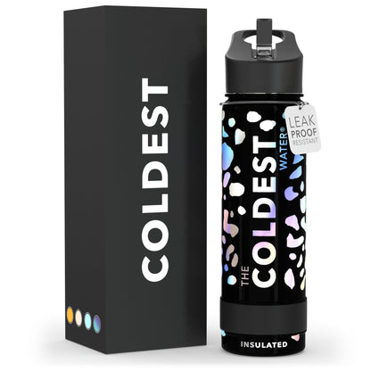 Coldest Insulated Water Bottle with Straw Lid - Stainless Steel Metal Insulated Bottle for Men & Women (Matte Black, 32 oz)