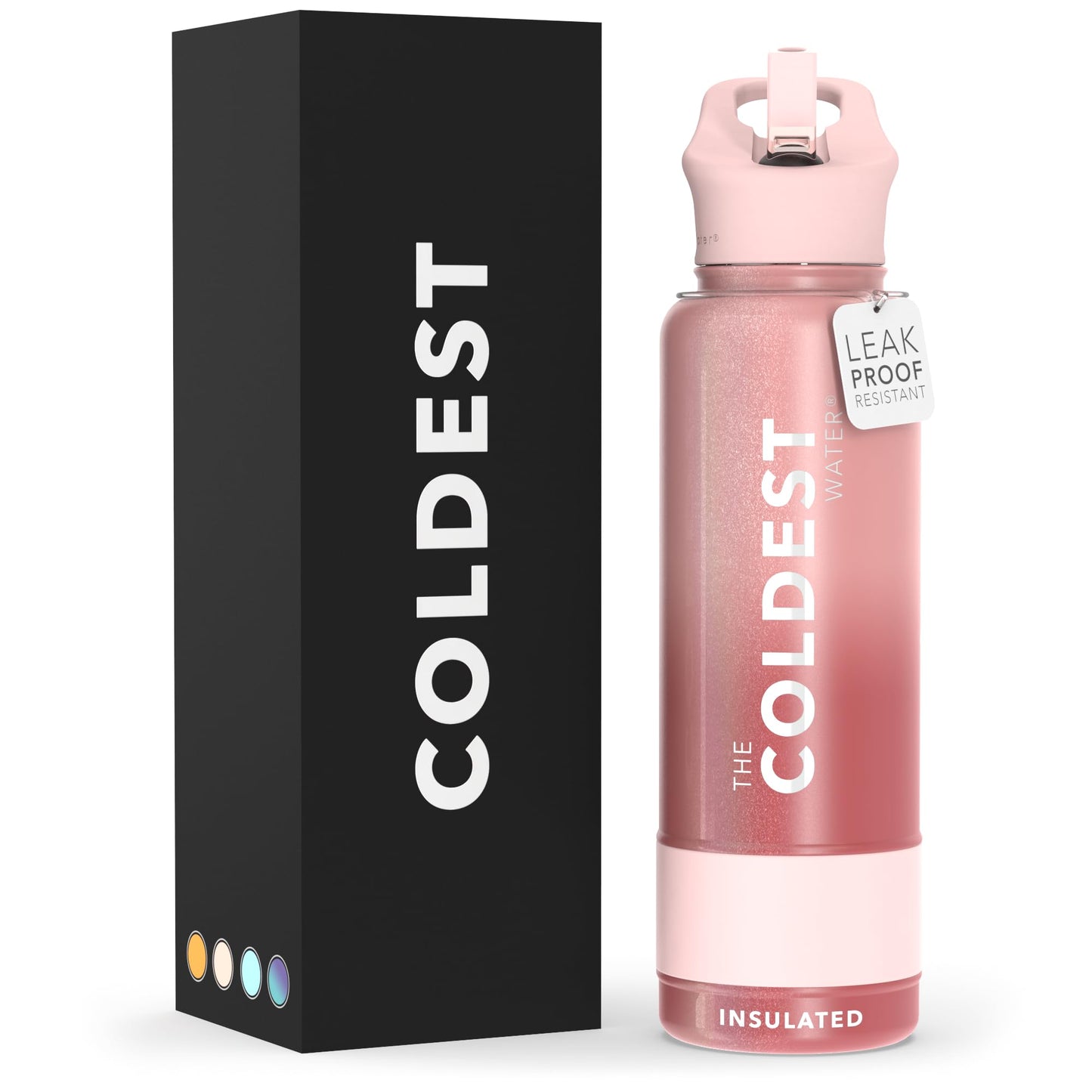 Coldest Insulated Water Bottle with Straw Lid - Stainless Steel Metal Insulated Bottle for Men & Women (Matte Black, 32 oz)