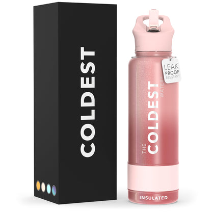 Coldest Insulated Water Bottle with Straw Lid - Stainless Steel Metal Insulated Bottle for Men & Women (Matte Black, 32 oz)