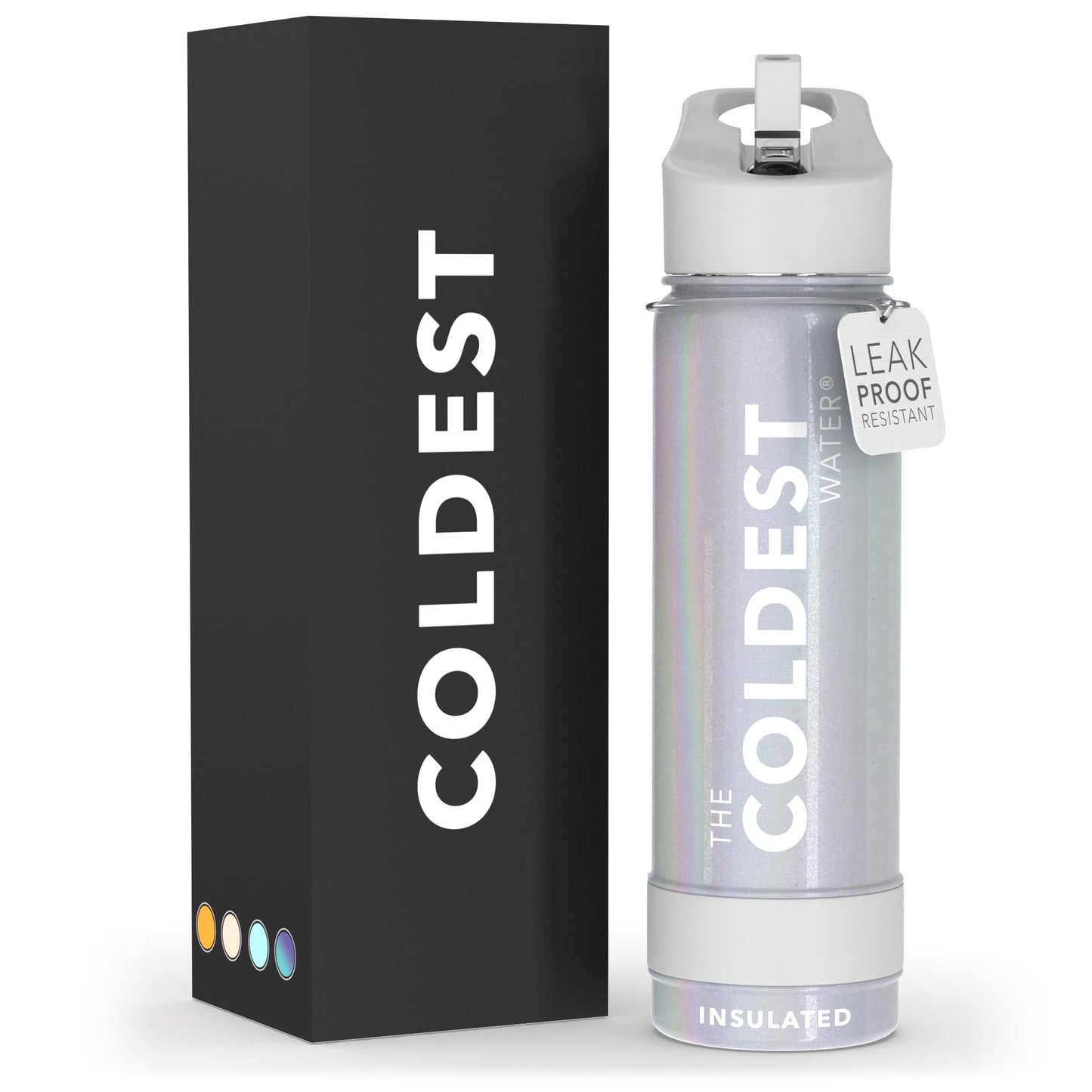 Coldest Insulated Water Bottle with Straw Lid - Stainless Steel Metal Insulated Bottle for Men & Women (Matte Black, 32 oz)