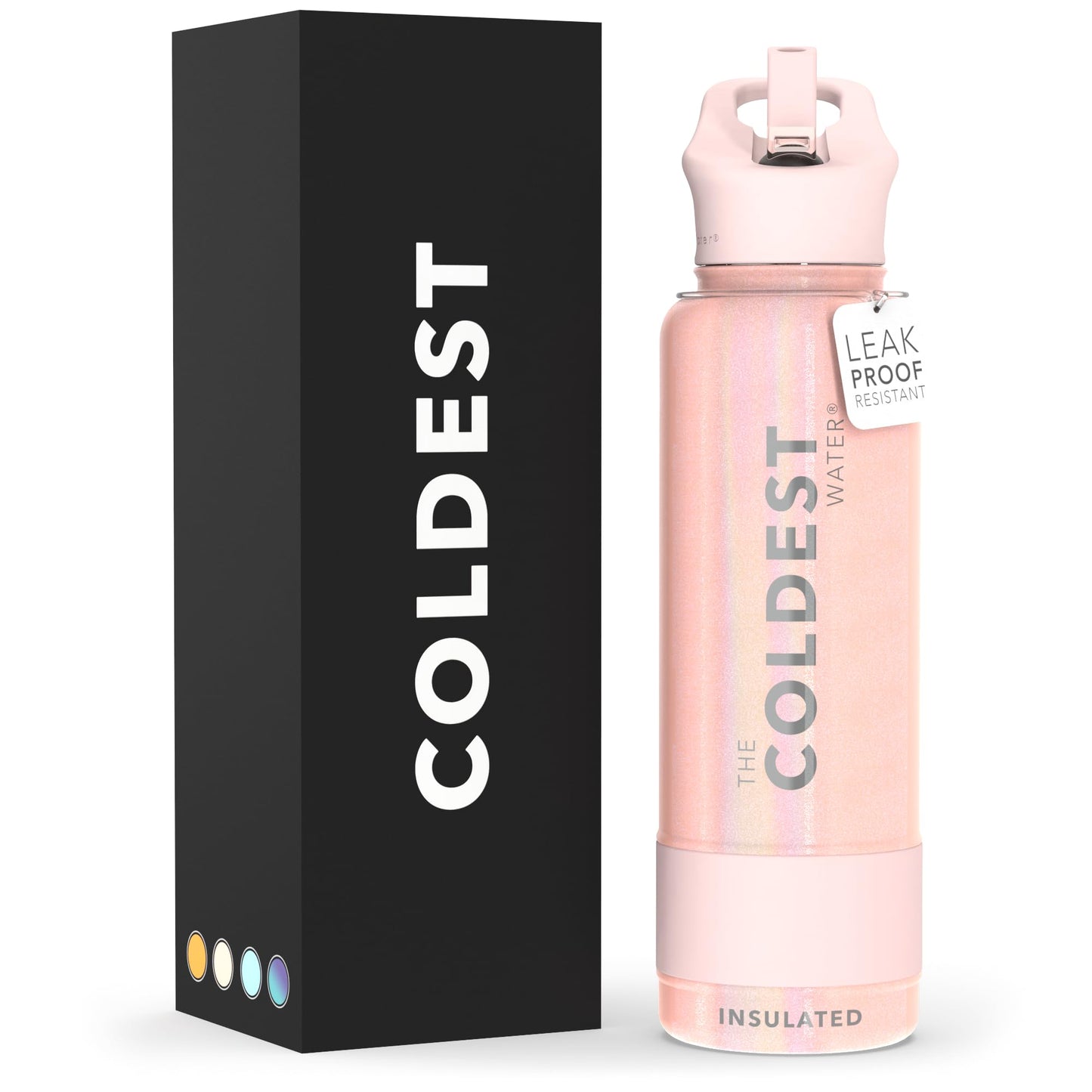 Coldest Insulated Water Bottle with Straw Lid - Stainless Steel Metal Insulated Bottle for Men & Women (Matte Black, 32 oz)