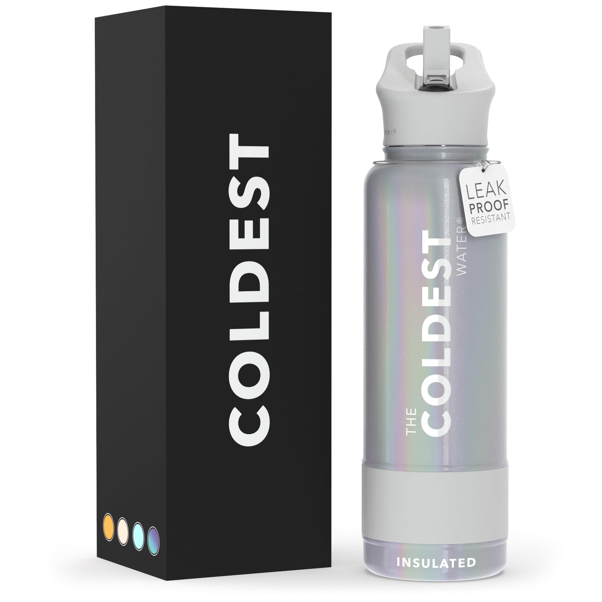 Coldest Insulated Water Bottle with Straw Lid - Stainless Steel Metal Insulated Bottle for Men & Women (Matte Black, 32 oz)