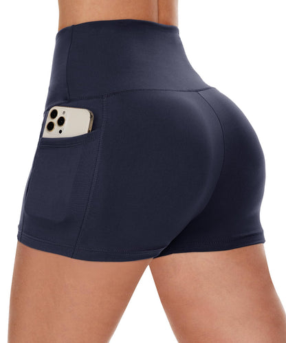 CAMPSNAIL Biker Shorts Women with Pockets - 3"/5"/8" High Waisted Workout Spandex Tummy Control Gym Running Yoga Shorts