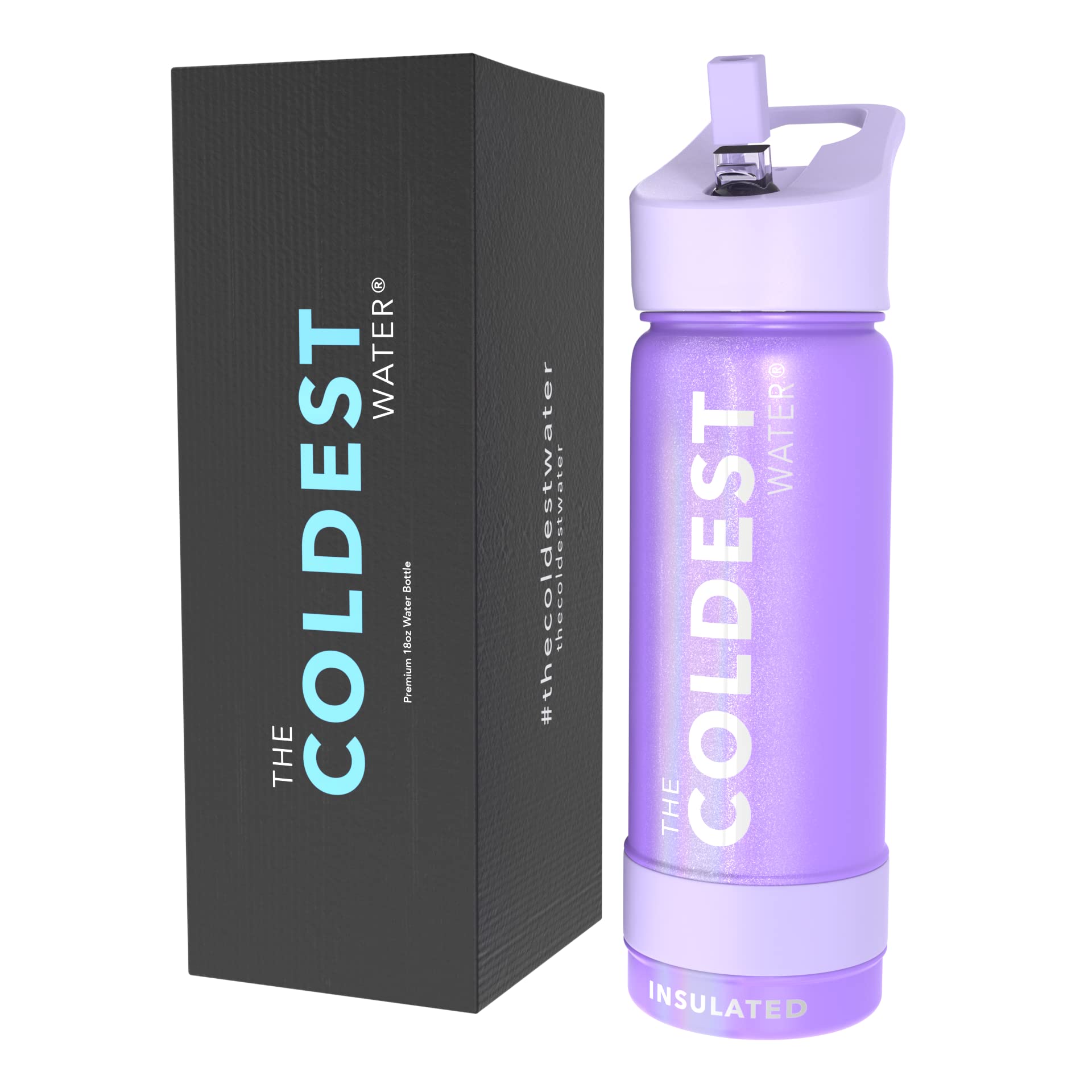 Coldest Insulated Water Bottle with Straw Lid - Stainless Steel Metal Insulated Bottle for Men & Women (Matte Black, 32 oz)