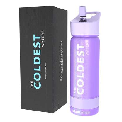 Coldest Insulated Water Bottle with Straw Lid - Stainless Steel Metal Insulated Bottle for Men & Women (Matte Black, 32 oz)