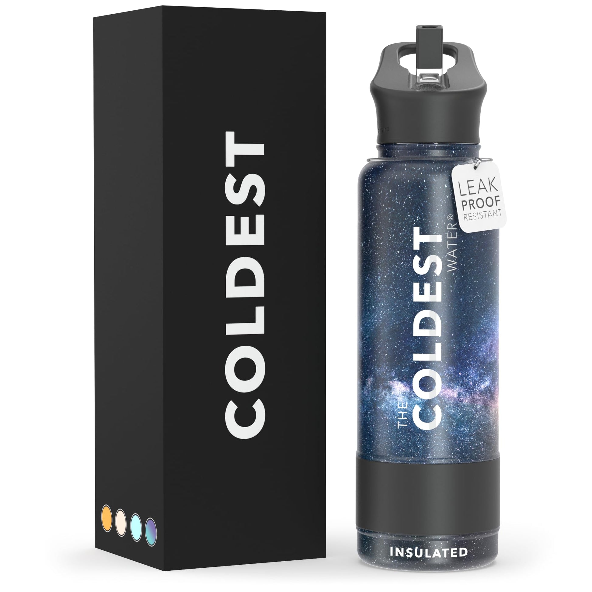 Coldest Insulated Water Bottle with Straw Lid - Stainless Steel Metal Insulated Bottle for Men & Women (Matte Black, 32 oz)