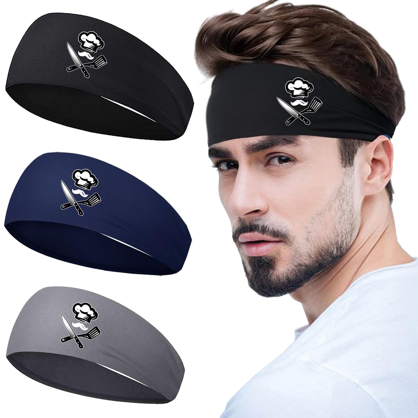 3Pcs Men Sports Headbands Sweat Bands for Men Women Sweatbands