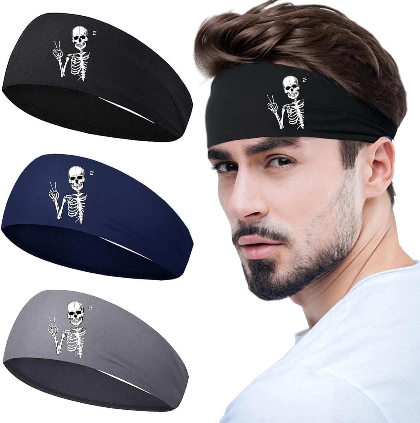 3Pcs Men Sports Headbands Sweat Bands for Men Women Sweatbands