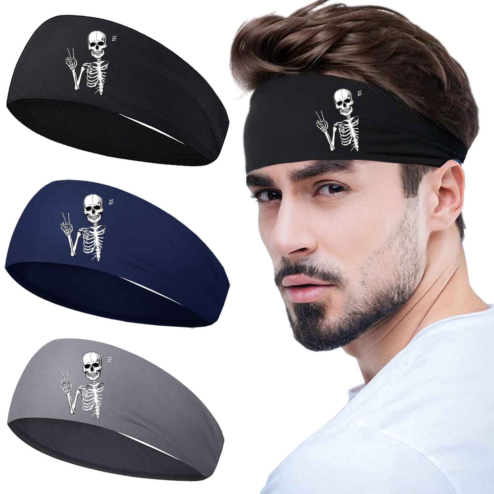 3Pcs Men Sports Headbands Sweat Bands for Men Women Sweatbands