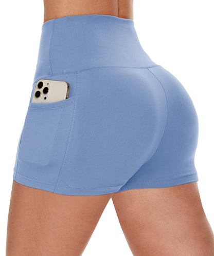 CAMPSNAIL Biker Shorts Women with Pockets - 3"/5"/8" High Waisted Workout Spandex Tummy Control Gym Running Yoga Shorts