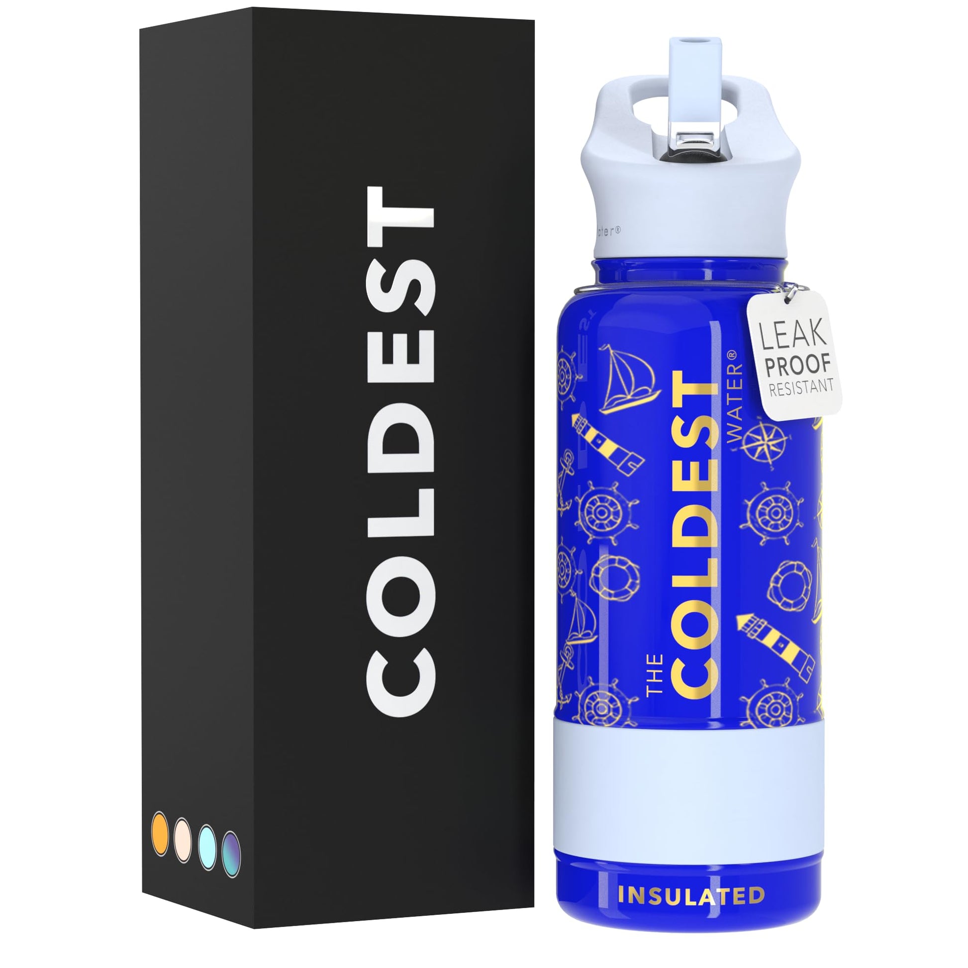 Coldest Insulated Water Bottle with Straw Lid - Stainless Steel Metal Insulated Bottle for Men & Women (Matte Black, 32 oz)