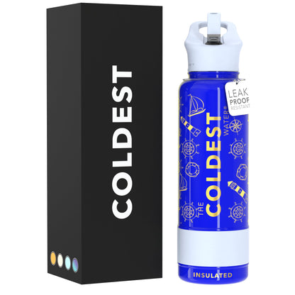 Coldest Insulated Water Bottle with Straw Lid - Stainless Steel Metal Insulated Bottle for Men & Women (Matte Black, 32 oz)