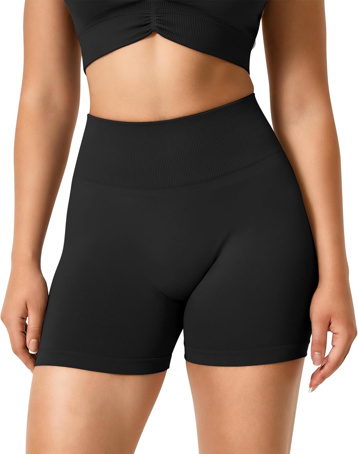 TAYOEA Women's Workout Shorts with Tummy Control & Butt Scrunch for Gym Seamless Yoga Shorts Sports Spandex Biker Shorts