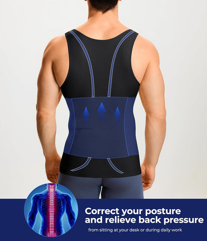 TAILONG Compression Shirts for Men Shapewear Slimming Body Shaper Waist Trainer Vest Workout Tank Tops Abdomen Undershirts