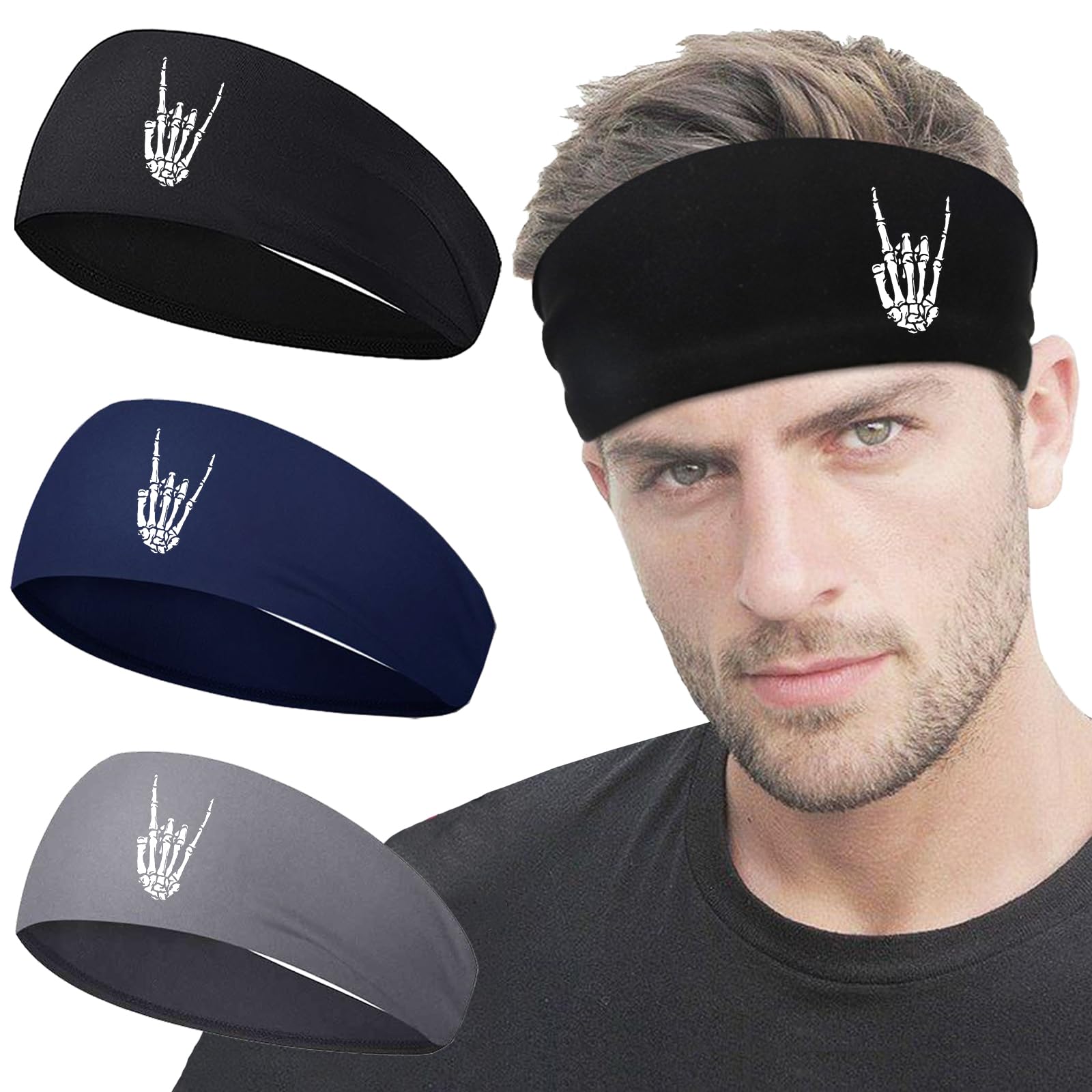 3Pcs Men Sports Headbands Sweat Bands for Men Women Sweatbands