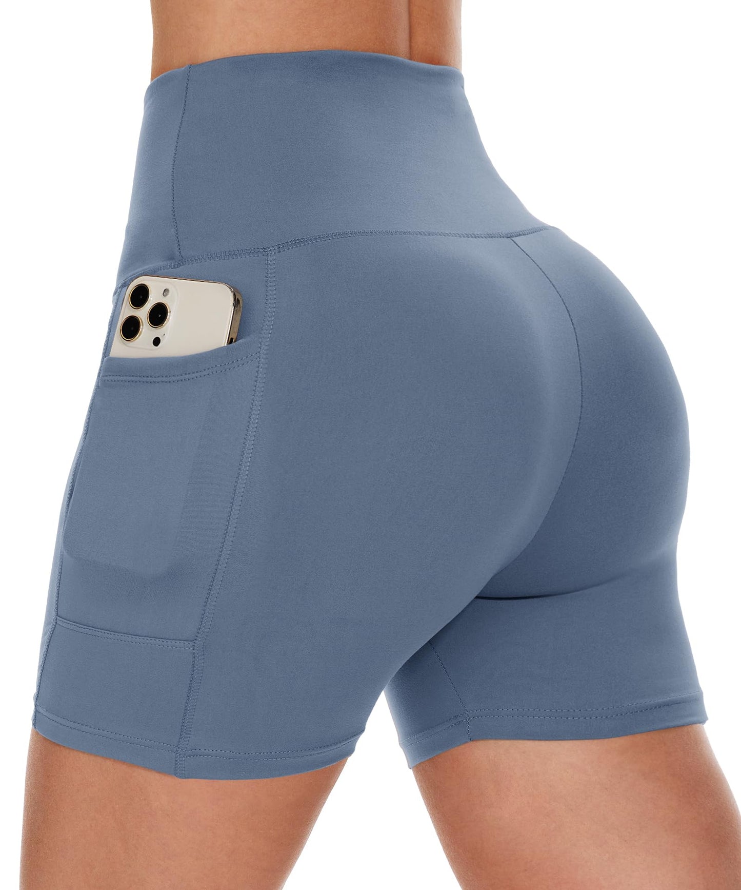 CAMPSNAIL Biker Shorts Women with Pockets - 3"/5"/8" High Waisted Workout Spandex Tummy Control Gym Running Yoga Shorts