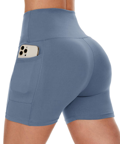 CAMPSNAIL Biker Shorts Women with Pockets - 3"/5"/8" High Waisted Workout Spandex Tummy Control Gym Running Yoga Shorts