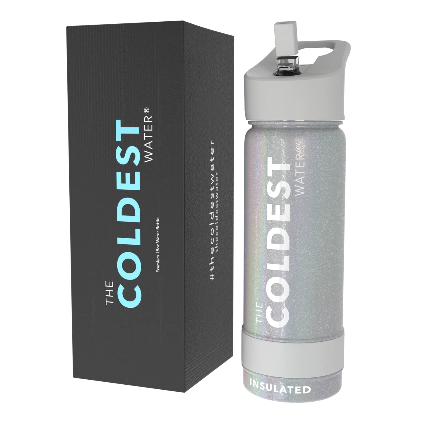 Coldest Insulated Water Bottle with Straw Lid - Stainless Steel Metal Insulated Bottle for Men & Women (Matte Black, 32 oz)