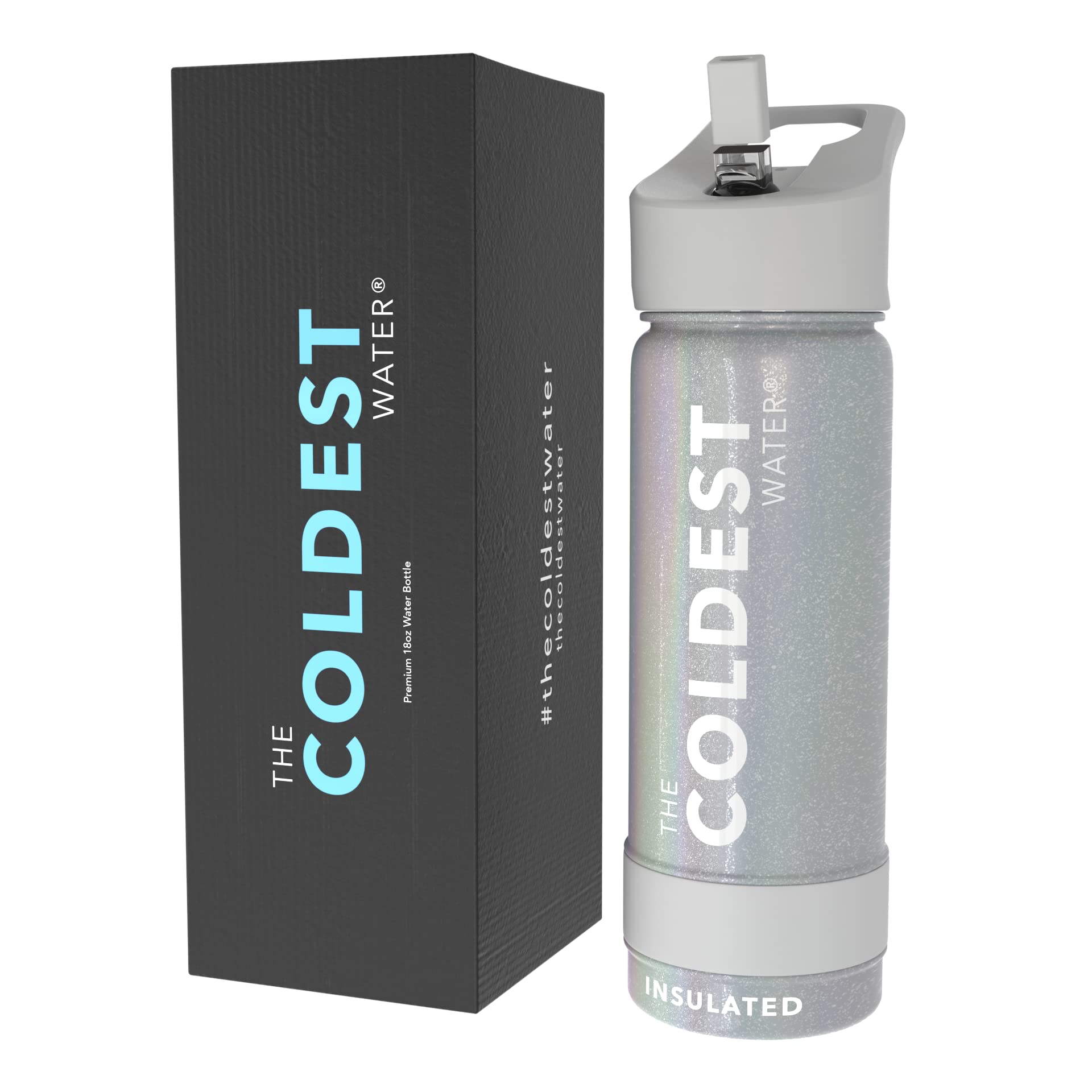 Coldest Insulated Water Bottle with Straw Lid - Stainless Steel Metal Insulated Bottle for Men & Women (Matte Black, 32 oz)