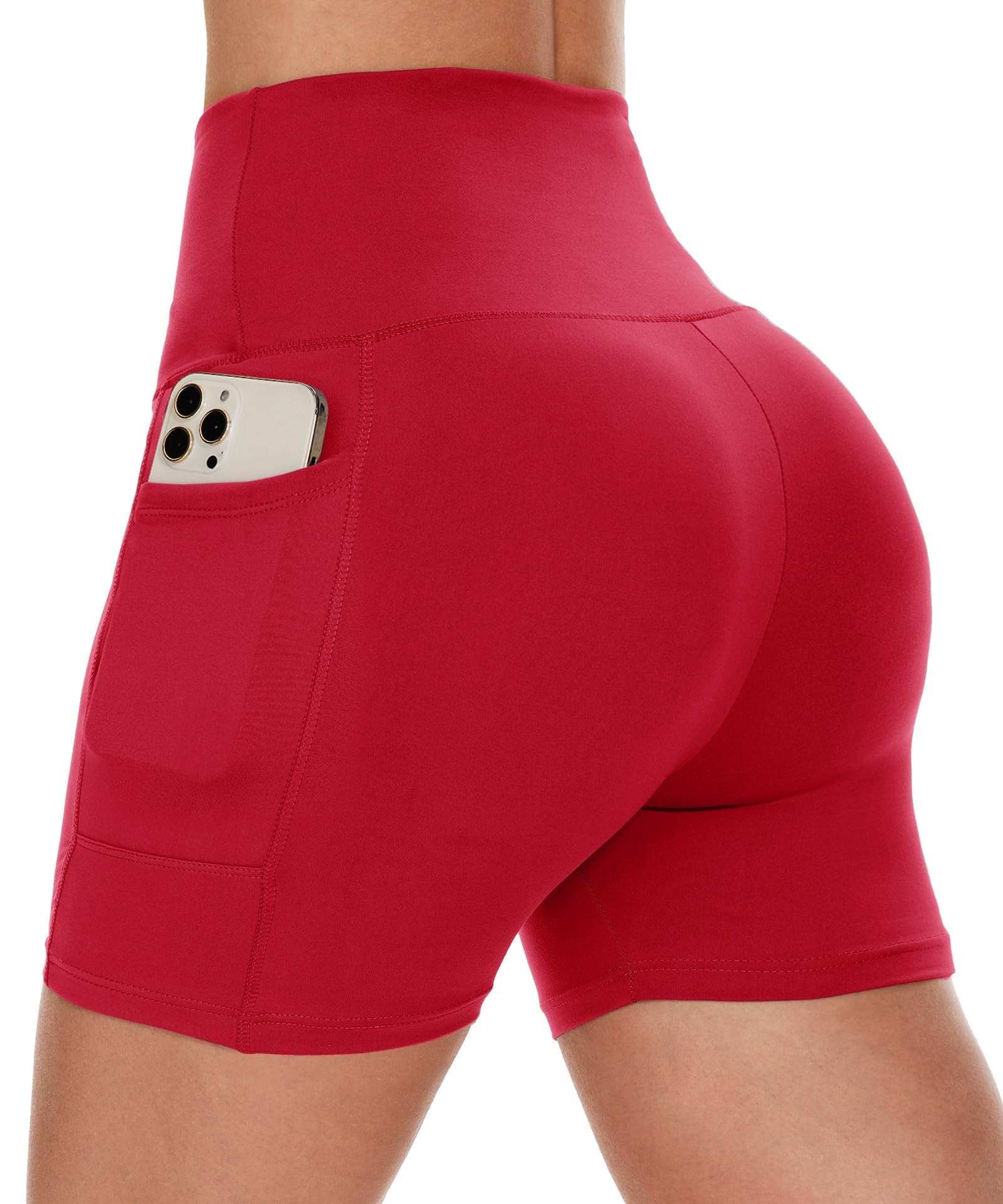 CAMPSNAIL Biker Shorts Women with Pockets - 3"/5"/8" High Waisted Workout Spandex Tummy Control Gym Running Yoga Shorts