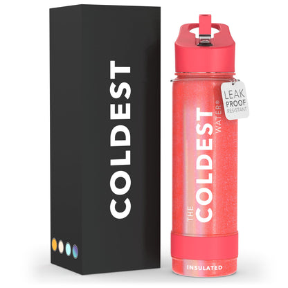 Coldest Insulated Water Bottle with Straw Lid - Stainless Steel Metal Insulated Bottle for Men & Women (Matte Black, 32 oz)