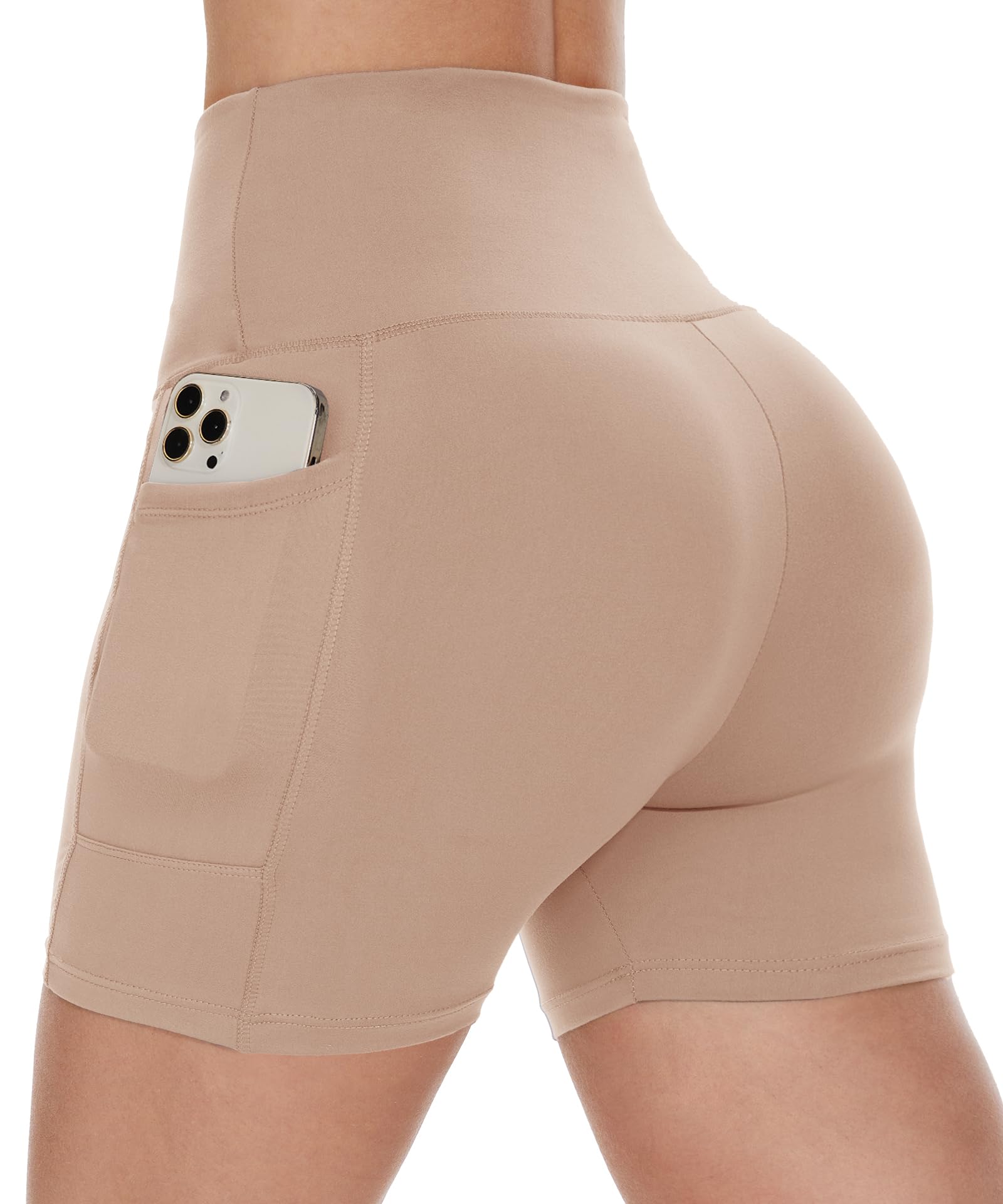 CAMPSNAIL Biker Shorts Women with Pockets - 3"/5"/8" High Waisted Workout Spandex Tummy Control Gym Running Yoga Shorts