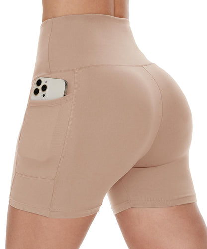 CAMPSNAIL Biker Shorts Women with Pockets - 3"/5"/8" High Waisted Workout Spandex Tummy Control Gym Running Yoga Shorts