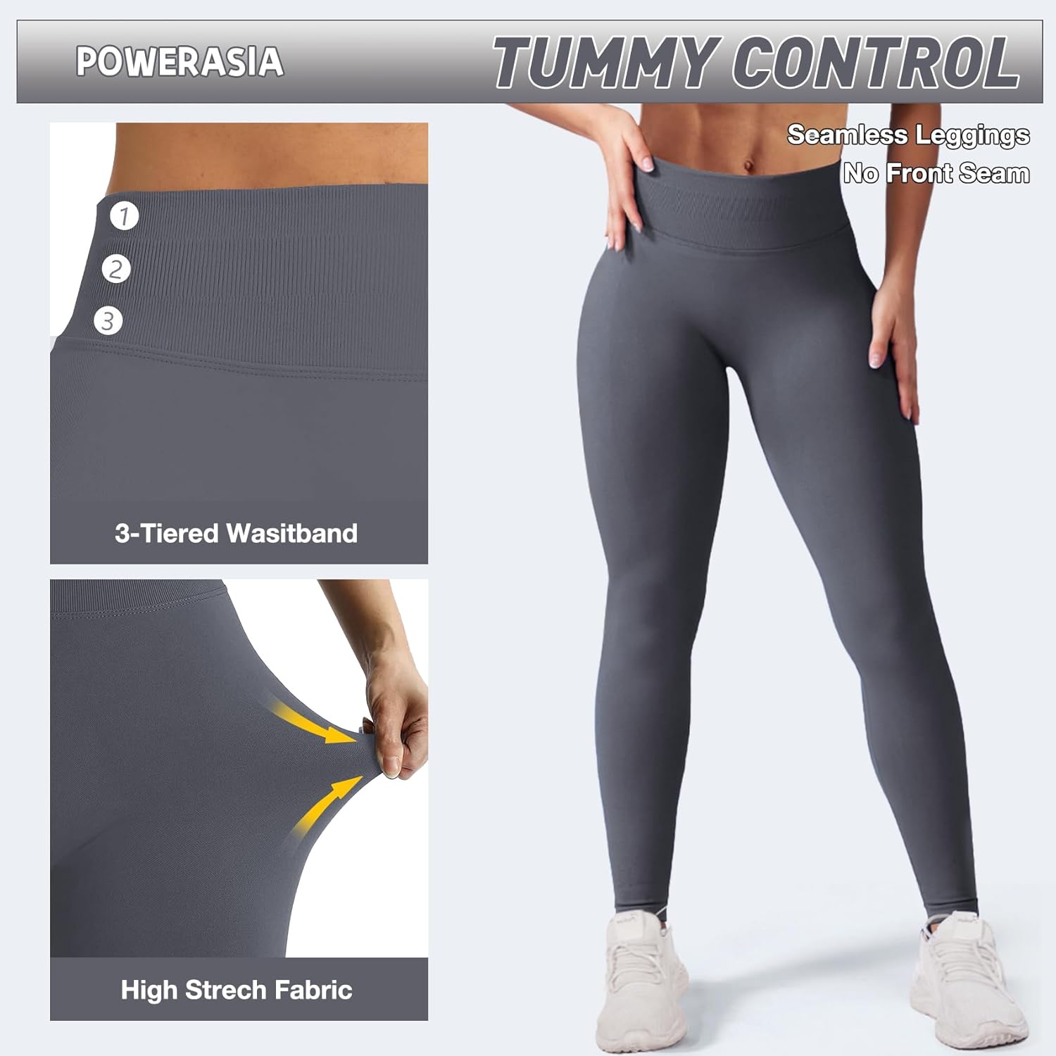 Leggings de impacto oculto para mujer, cintura media y baja, para gimnasio, entrenamiento, control de abdomen, pantalones de yoga