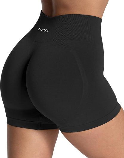 TAYOEA Women's Workout Shorts with Tummy Control & Butt Scrunch for Gym Seamless Yoga Shorts Sports Spandex Biker Shorts